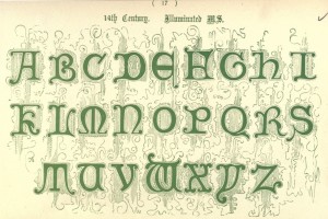 Alphabet aus dem 14. Jahrhundert, Illuminated Manuskript