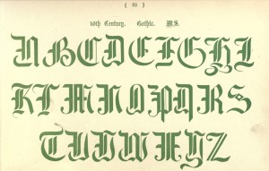 Gotisches Alphabet, 16. Jahrhundert