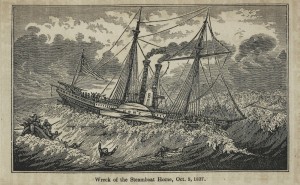 Schiffswrack des Dampschiffes Home, 9. Oktober 1837