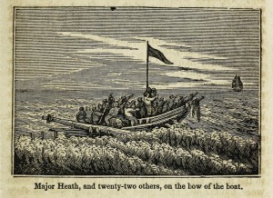 Major Heath, und 22 andere, auf dem Bug des Schiffes