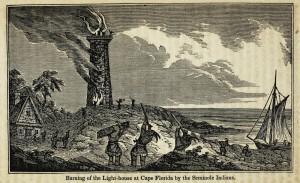 Verbrennung des Leuchtturms bei Cape Florida durch die Seminole Indianer